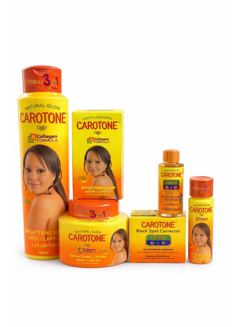 مجموعة كاروتون للعناية بالجسم والوجه، 6 قطع - لوشن، زيت، كريم للوجه، صابون، كريم وسيروم للعناية بالجسم